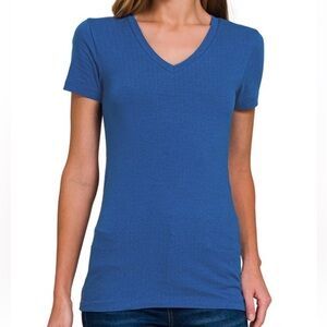 Zenana Outfitters Blue Short Sleeve Tee